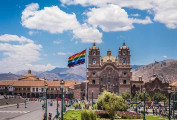 Poster Plaza de Armas in het historische centrum van Cusco, Peru © javarman