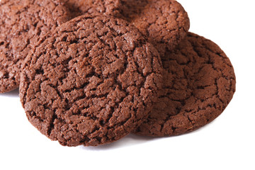 chocolate gingersnaps isolated on a white background macro. Horizontal
