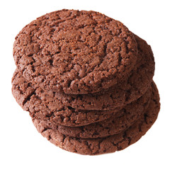 chocolate cookies isolated on a white background closeup

