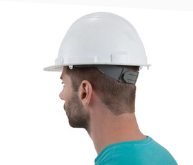 Engineer with hardhat on white background