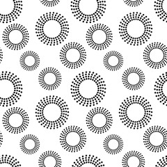 Round geometric seamless pattern. Concentric circles on white background. Fashion graphic design. Modern stylish abstract texture. Template 4 prints, textiles, wrapping, wallpaper. VECTOR illustration