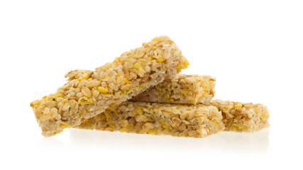 Muesli bar with apple, nuts and sugar