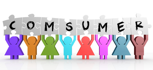 Puppet hold puzzle with consumer word