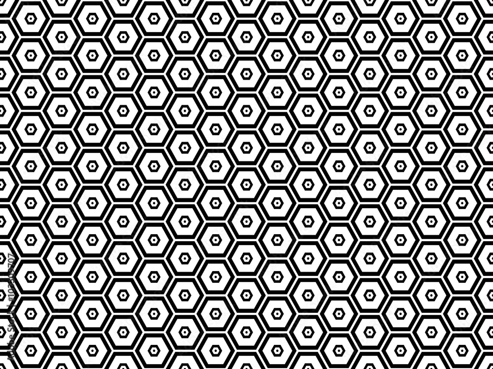 Wall mural honeycomb seamless pattern. hexagonal cell texture. black grid on white background. hexagon grille. 