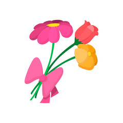Obraz na płótnie Canvas Bouquet of spring flowers cartoon icon 
