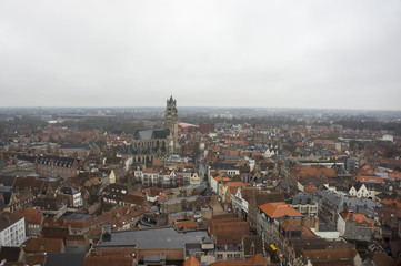 Panorama of Bruges from the observation deck Belford