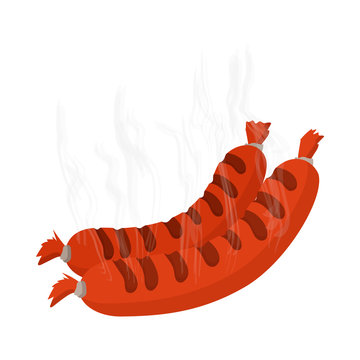 Grilled sausages cartoon icon 