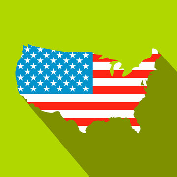 USA map flag flat icon 