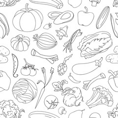 Fototapeta na wymiar Doodle pattern of vegetables
