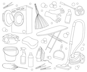 Obraz premium Doodle vector set of cleanup