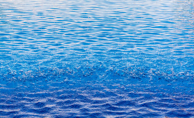soft focus water drop in swimming pool, ocean blue water