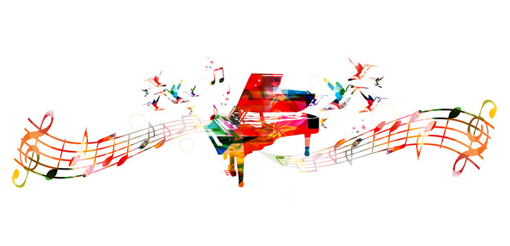 Colorful piano design. Music background
