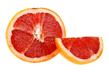 Grapefruit slices on a white background
