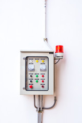 Controller Electric distribution box on brick wall