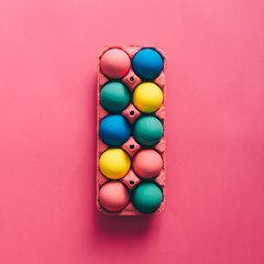 Fototapeta premium Colorful Easter eggs in box