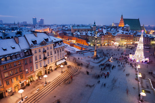 City of Warsaw by Night in Poland