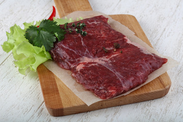 Raw machete steak
