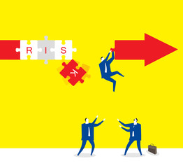 Dangerous moment / A trouble happened, Three  business men help each other.