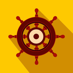 Wooden ship wheel flat icon