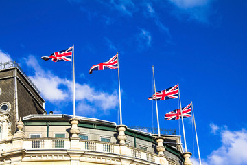 British flags waving in the wind