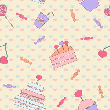 Vector seamless background. Seamless pattern with sweets.