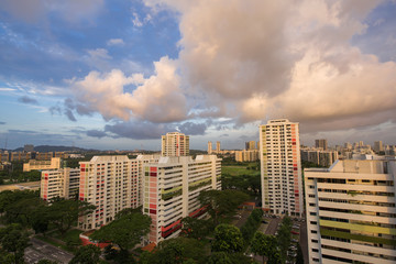 Obraz premium Sunset of residential apartments - Singapore