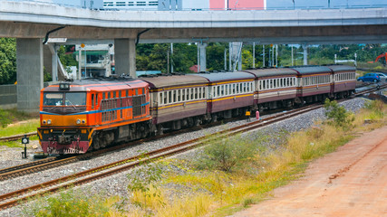 Obraz premium Passenger train at urban area, 2013.