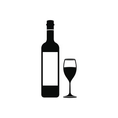 Bottle wine and glass icon