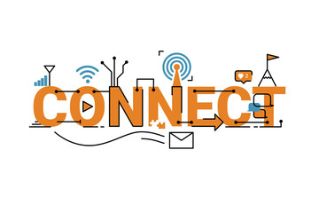 Connect word typography design