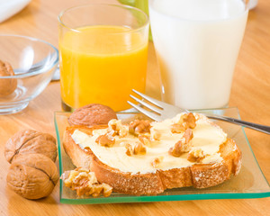 grilled French toast with butter and nuts
