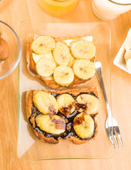 chocolate banana french toast butter and jam