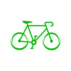 Green bicycle icon, simple style