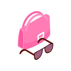 Pink Italian bag and black glasses icon