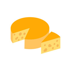 Italian cheese icon, isometric 3d style 