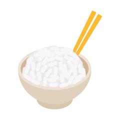 Bowl of rice with pair of chopsticks icon