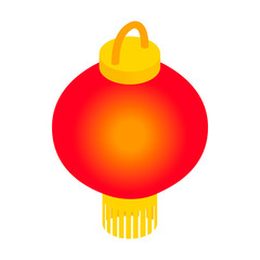 Red chinese lantern icon, isometric 3d style