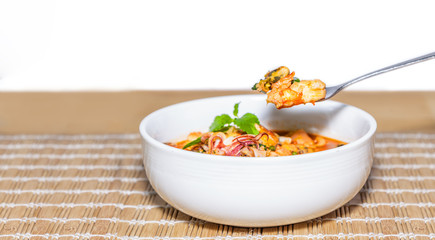 Fried seafood with holy basil leaf and chilli
