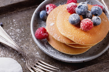 Pancakes with Berries and tea