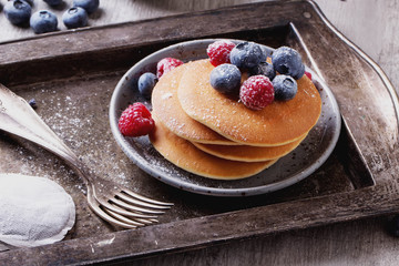 Pancakes with Berries and tea