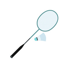 Badminton racket and shuttlecock flat icon