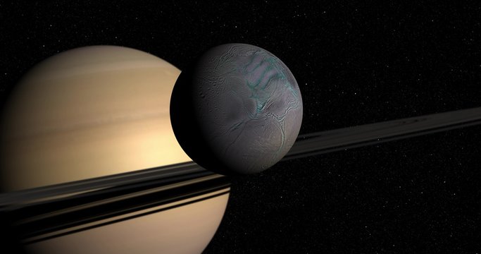Dramatic flyby of Enceladus, in orbit around Saturn. Two versions: 10-second and 20-second. Reversible. Data: NASA/JPL.