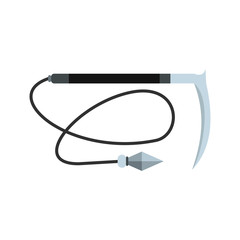 Kama weapon with rope flat icon 