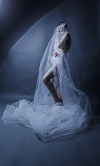 young girl in white tulle