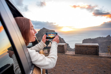 Woman traveling by car on La Gomera island © rh2010