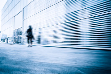 People walking in the business district