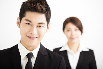 Happy business man with colleagues