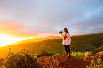 Fototapeta premium Mountain sunrise view on La Gomera island
