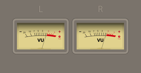 Left and right channel volume unit meter. vector