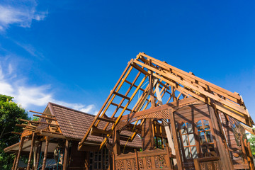 Vintage teak house traditional Thailand style