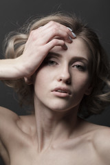 Fototapeta premium woman head face hand